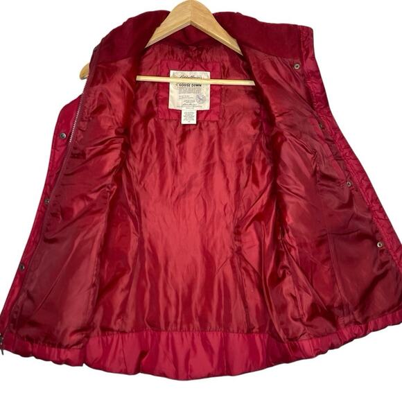 Eddie Bauer Quilted Goose Down Vest Women M Red Outdoor Gorpcore Cozycore Casual - Picture 4 of 11